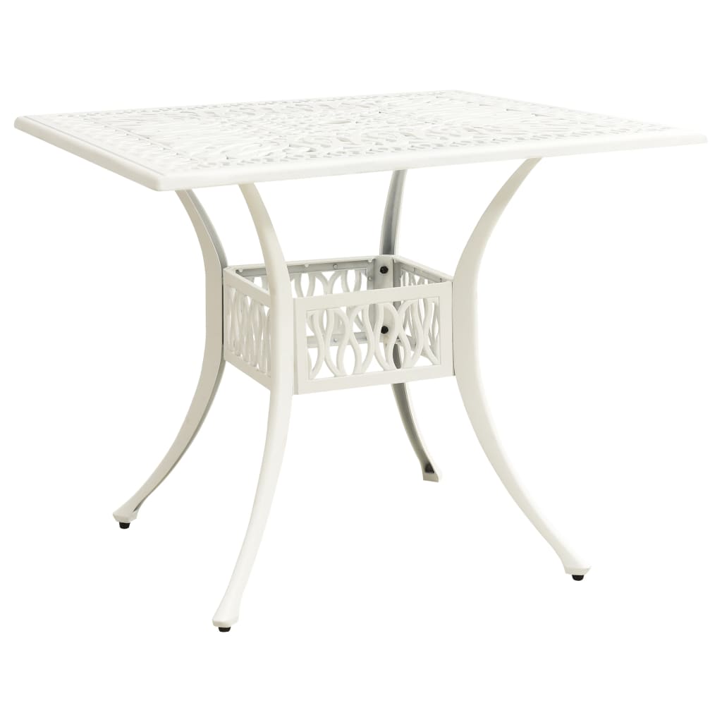 vidaXL Table de jardin Blanc 90x90x73 cm Aluminium coulé
