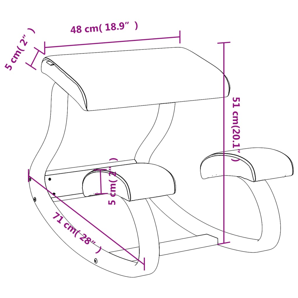 vidaXL Chaise assis-genoux marron 48x71x51 cm contreplaqué de bouleau