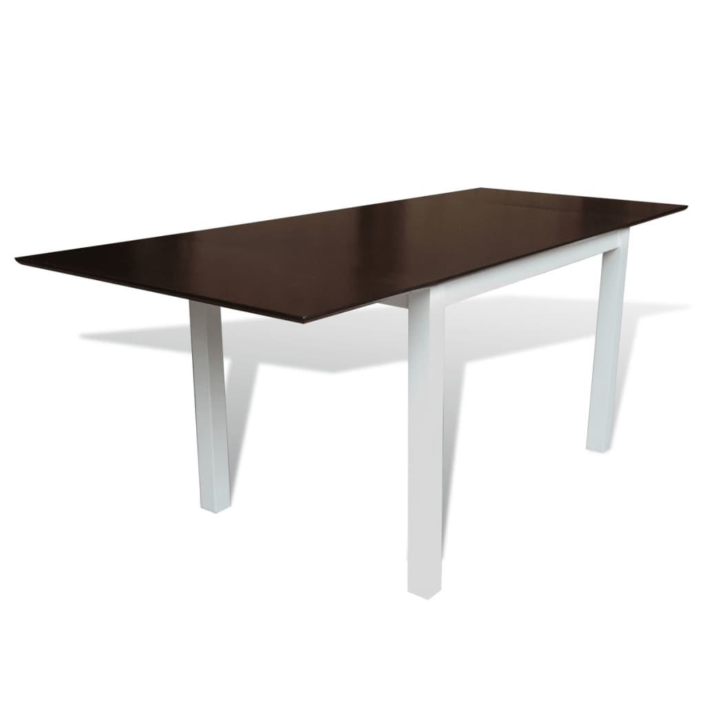 vidaXL Table de salle à manger Bois d'hévéa Marron et blanc 190 cm