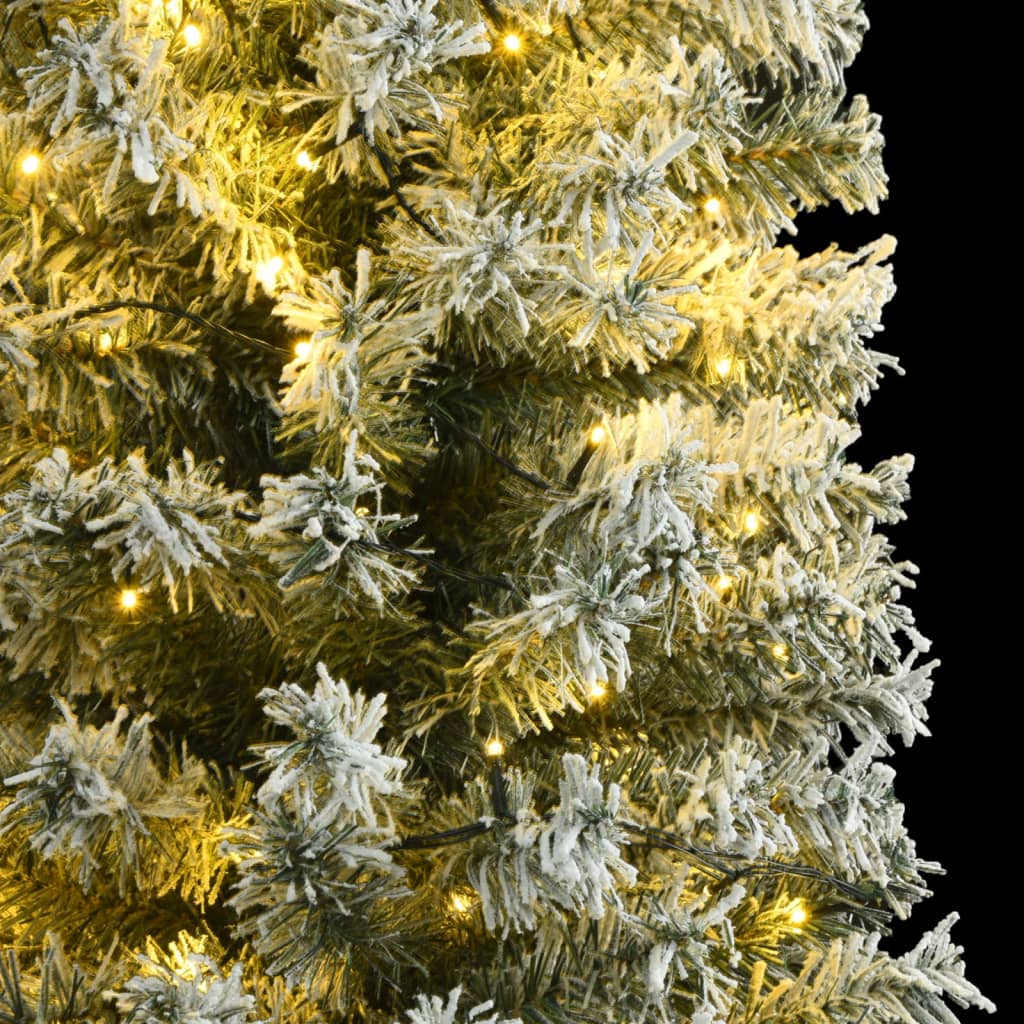 vidaXL Sapin de Noël mince avec 300 LED et neige floquée 270 cm