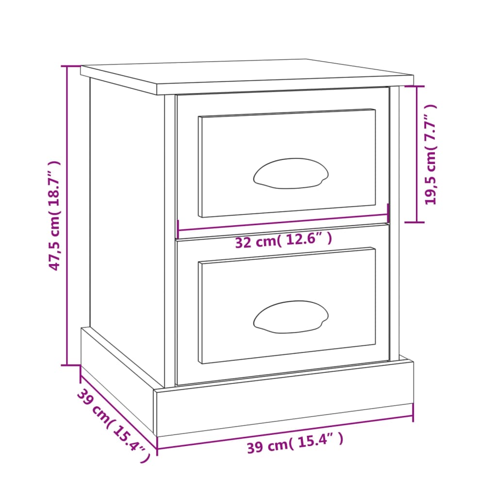 vidaXL Table de chevet blanc 39x39x47,5 cm bois d’ingénierie