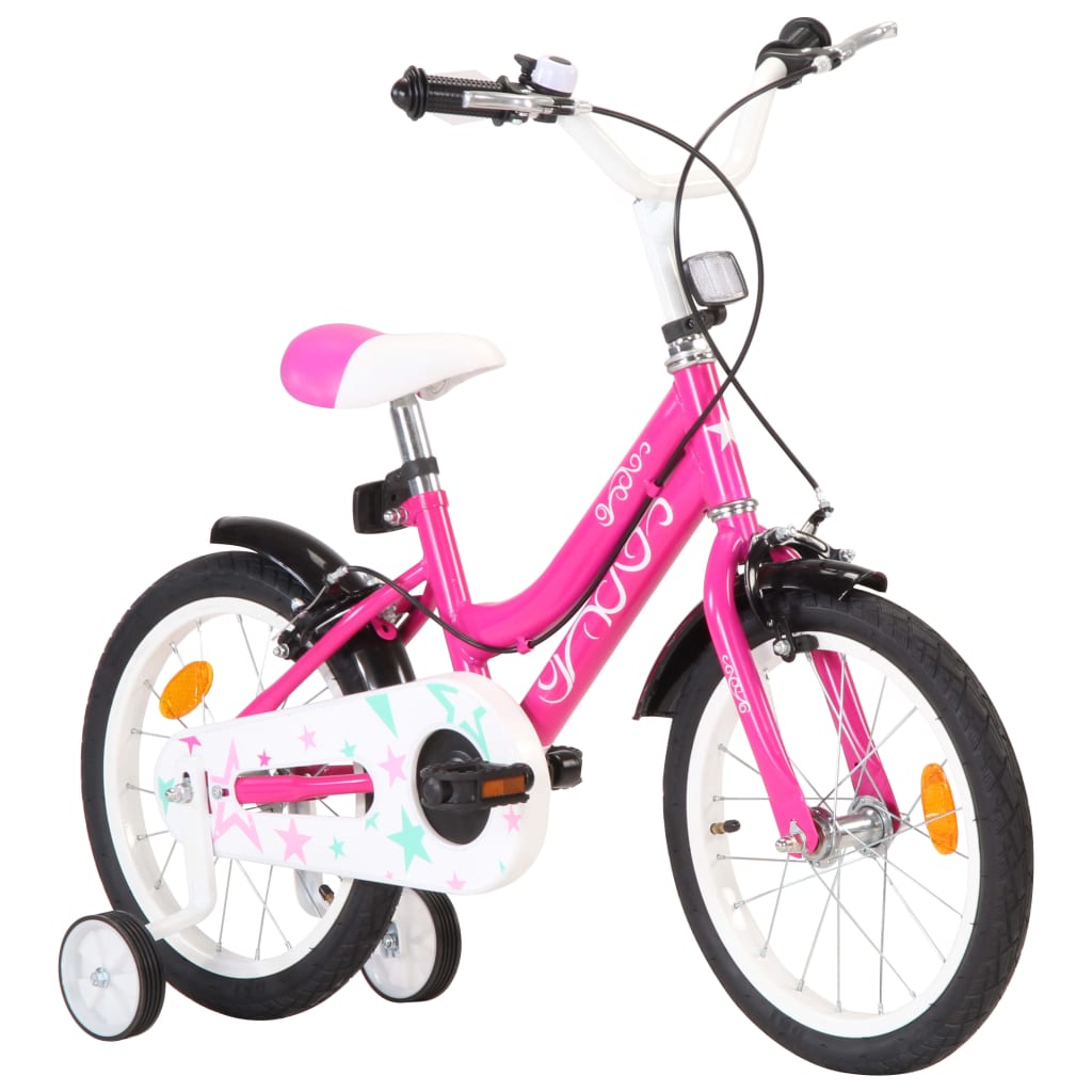 Vélo Enfant 16 Pouces – Roues Stabilisatrices, Hauteur Réglable, Cadre Acier, Rose, Pour 5-8 Ans (105-135cm)