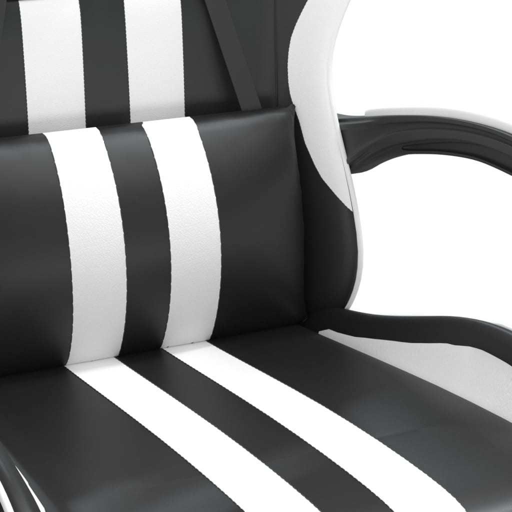 vidaXL Chaise de jeu pivotante et repose-pied Noir et blanc Similicuir