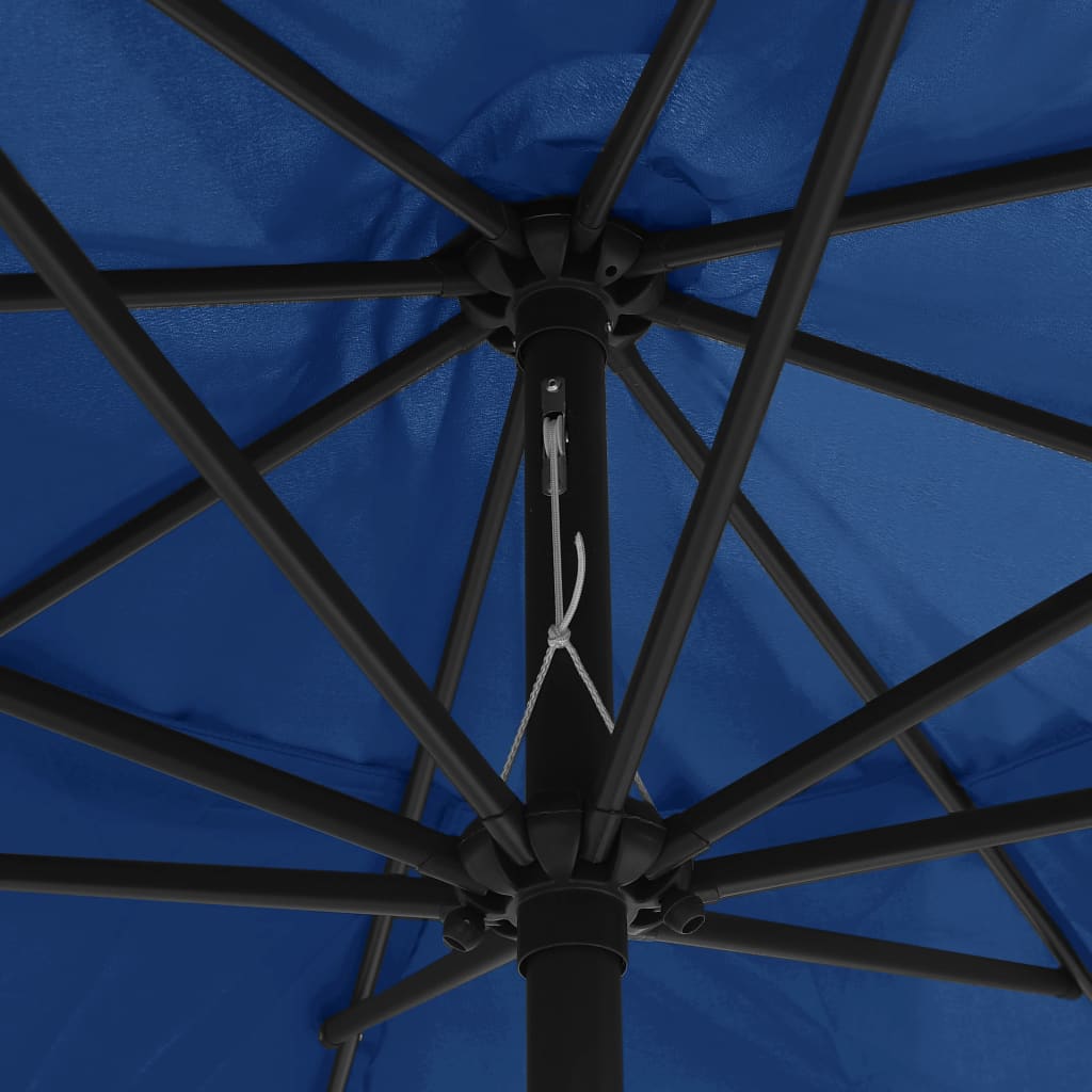 vidaXL Parasol d'extérieur avec mât en métal 390 cm bleu azuré