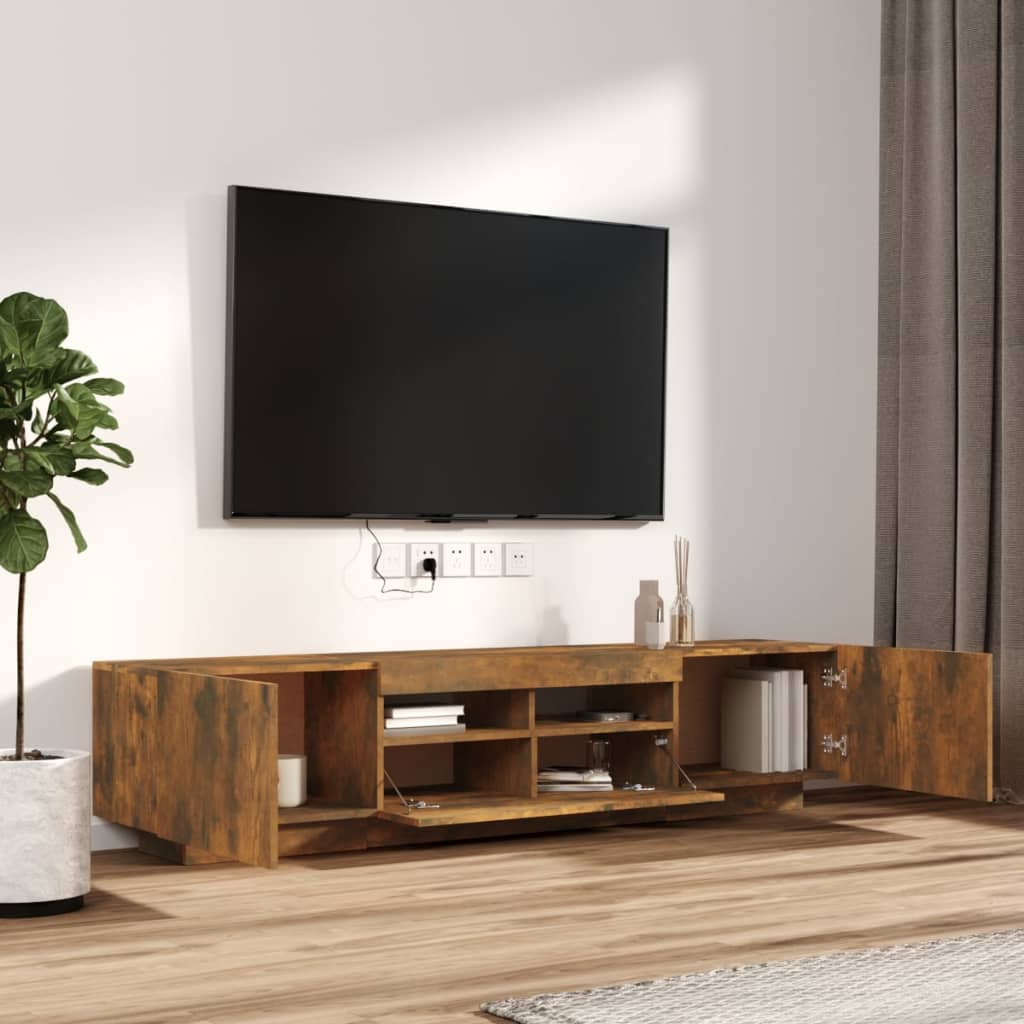 vidaXL Ensemble de meubles TV avec lumières LED 2 pcs Chêne fumé