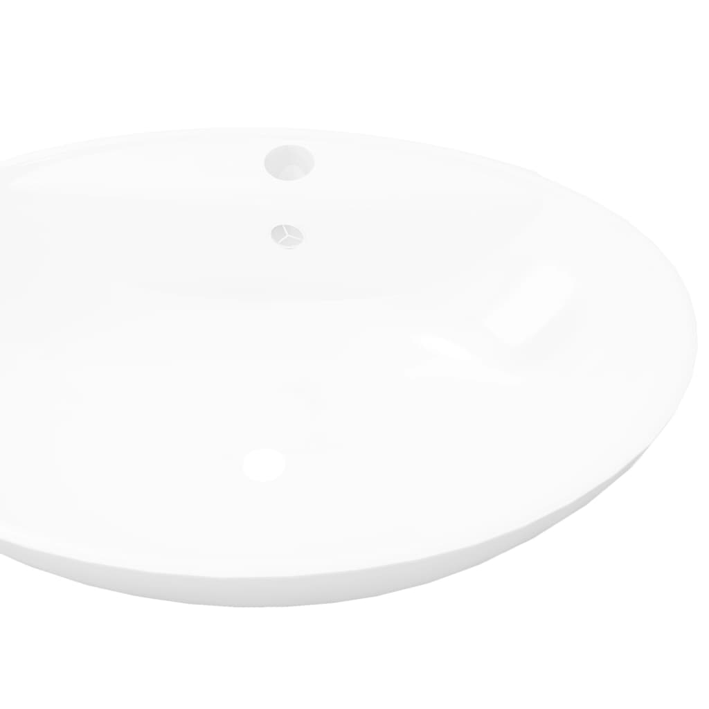 vidaXL Lavabo ovale en céramique avec trou de robinet