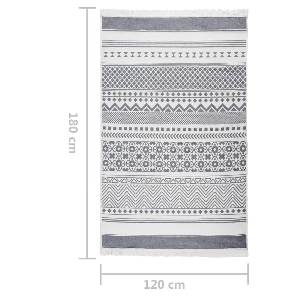 vidaXL Tapis Gris et blanc 120x180 cm Coton