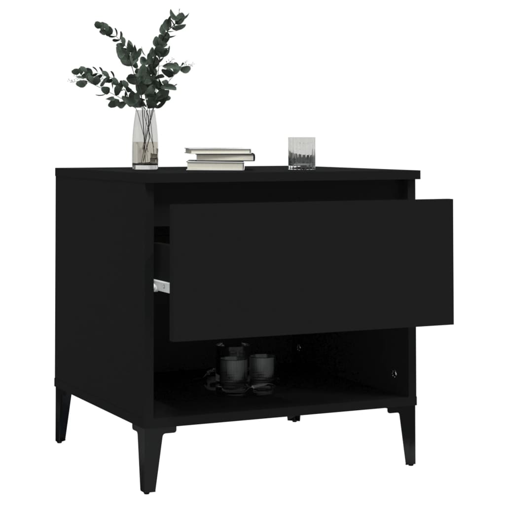 vidaXL Tables d'appoint 2 pcs Noir 50x46x50 cm Bois d’ingénierie