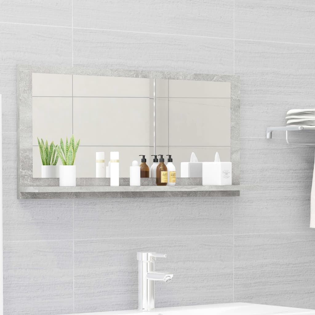vidaXL Miroir de salle de bain Gris béton 80x10,5x37 cm Aggloméré