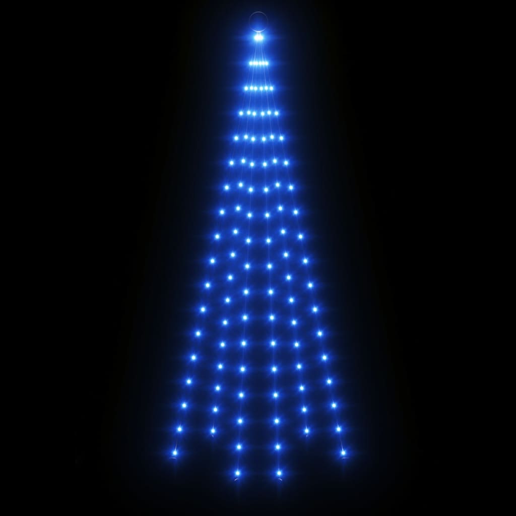 vidaXL Sapin de Noël sur mât de drapeau 108 LED Bleues 180 cm