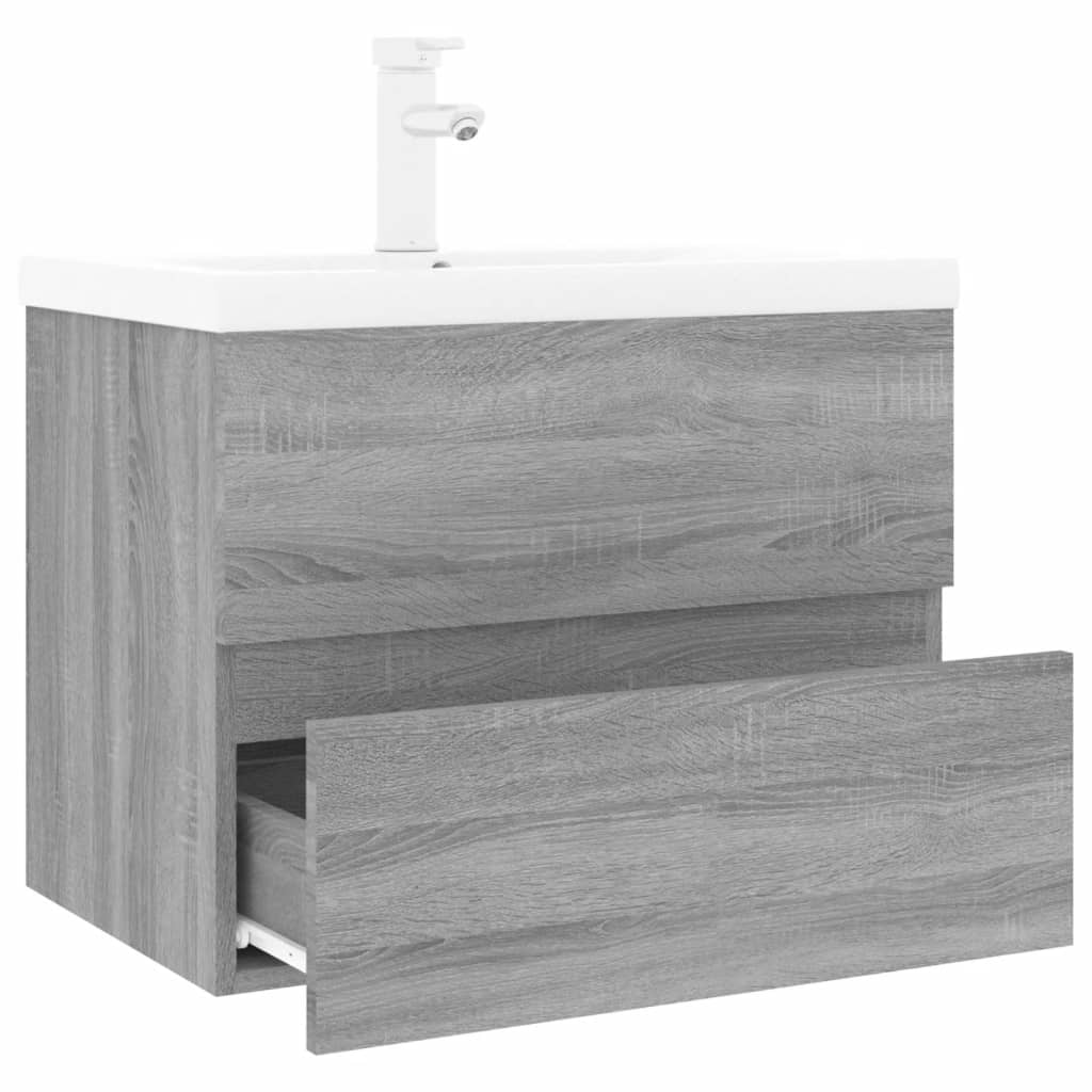 vidaXL Meuble lavabo avec bassin intégré Sonoma gris Bois d'ingénierie