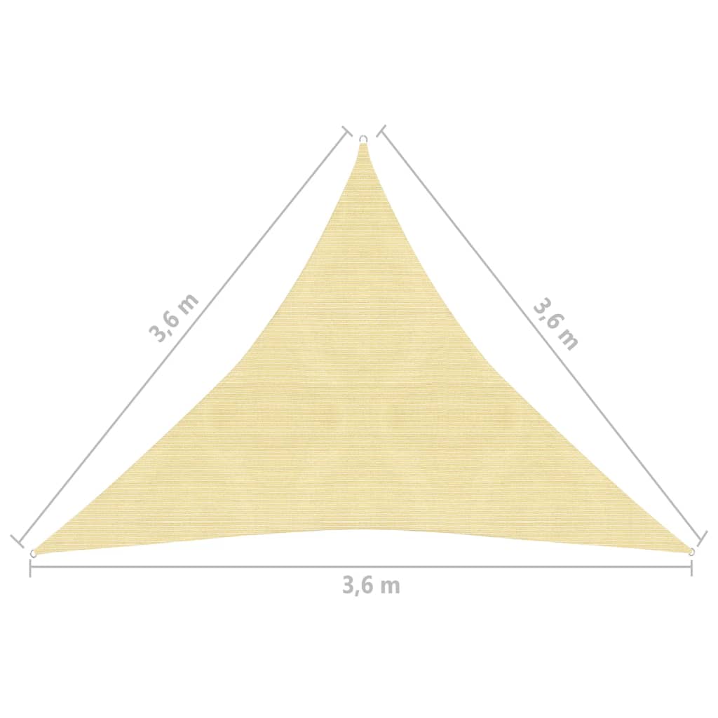 vidaXL Parasol en PEHD triangulaire 3,6x3,6x3,6 m Beige