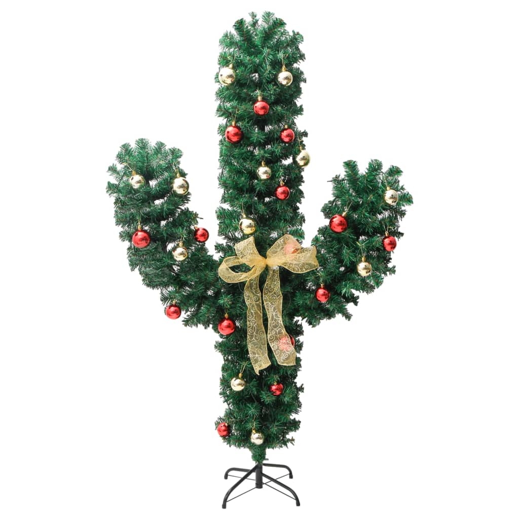 vidaXL Cactus de Noël avec support et LED Vert 180 cm PVC