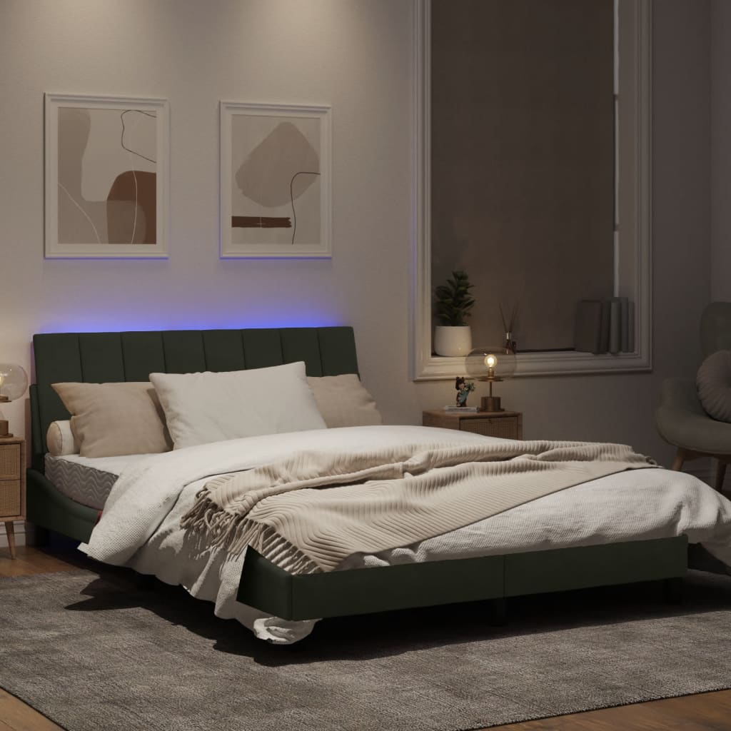 vidaXL Cadre de lit avec lumières LED gris clair 120x200 cm velours