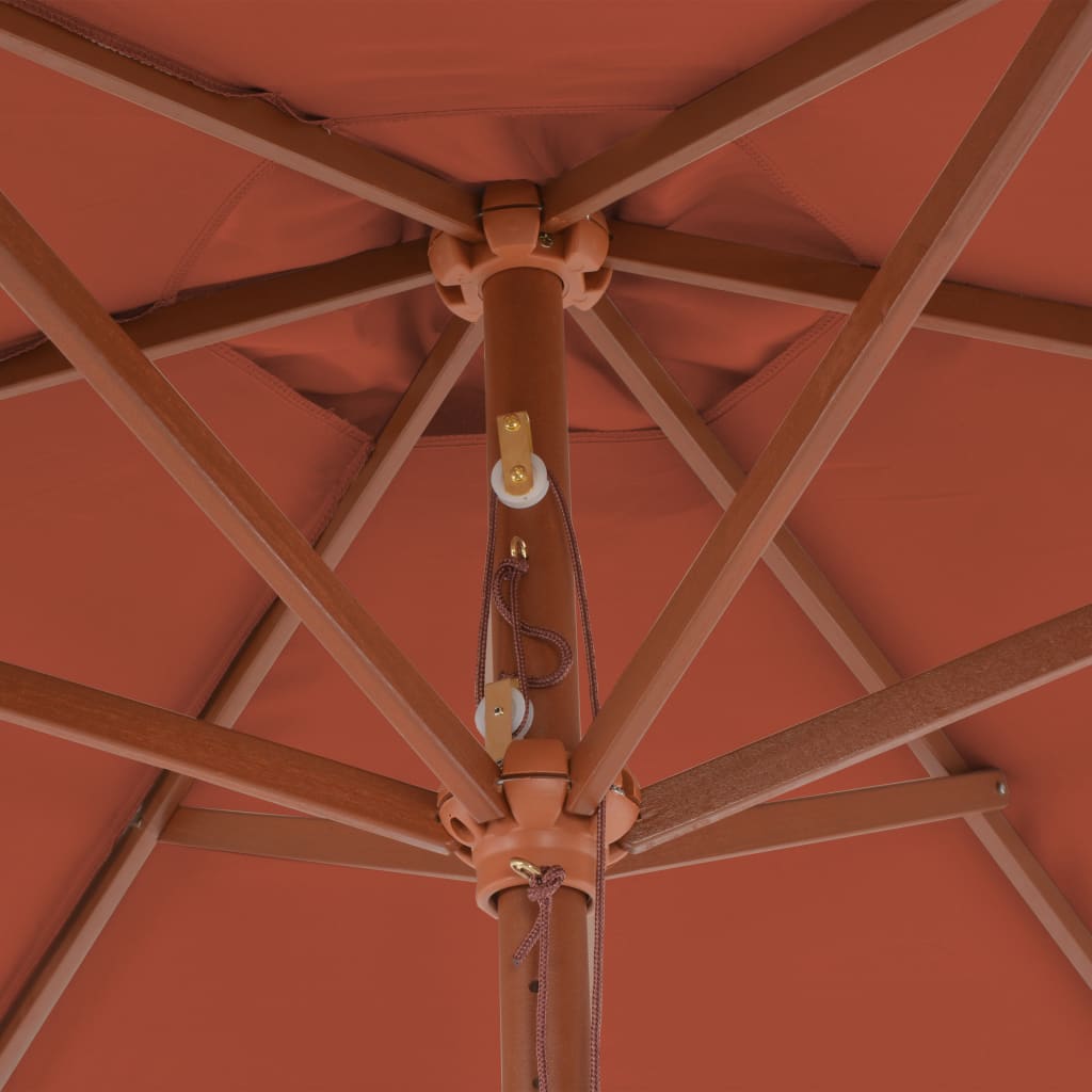 vidaXL Parasol d'extérieur avec mât en bois 270 cm Terre cuite