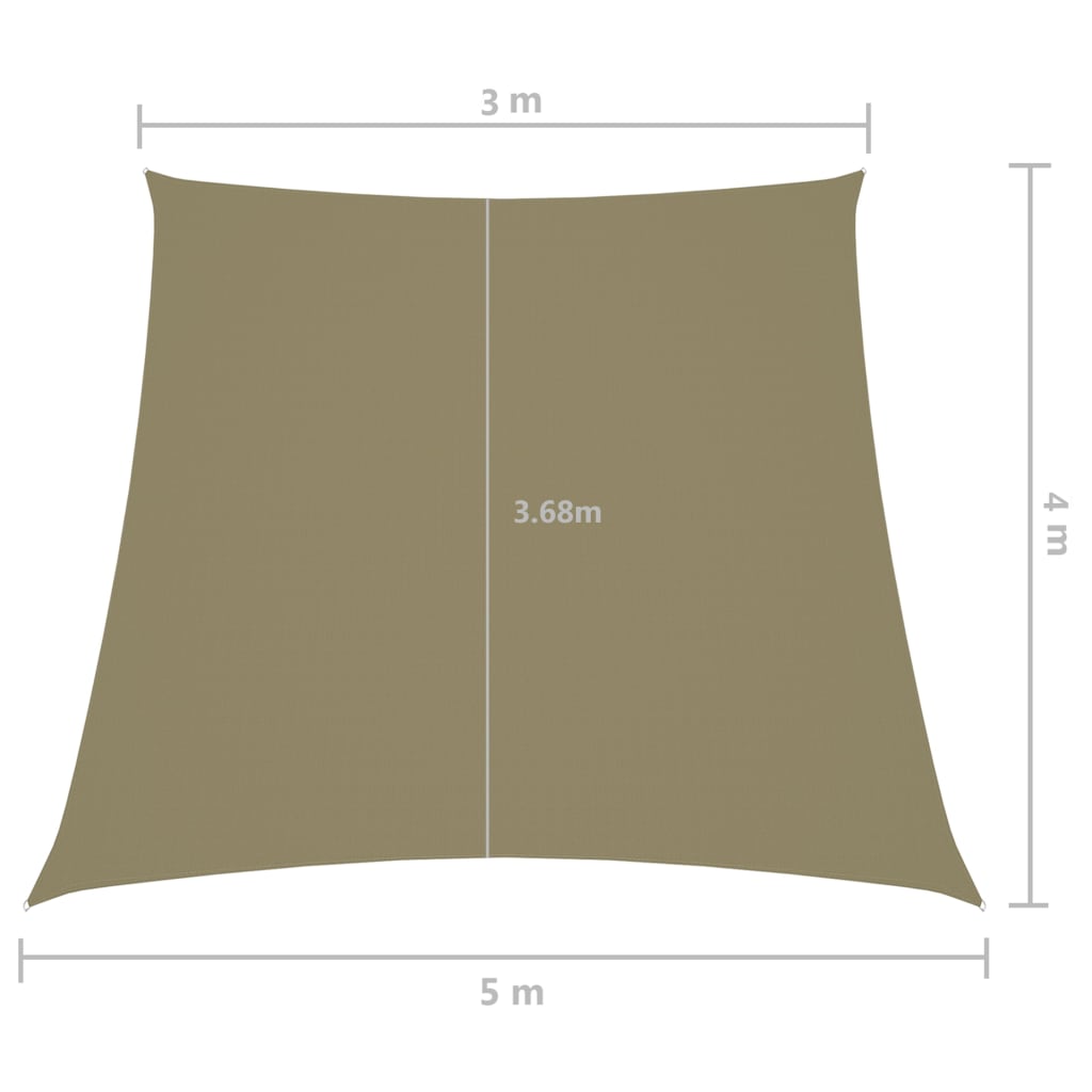vidaXL Voile de parasol Tissu Oxford trapèze 3/5x4 m Beige