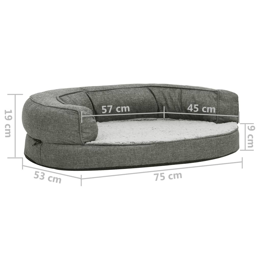 vidaXL Matelas de lit ergonomique de chien 75x53 cm Polaire Gris