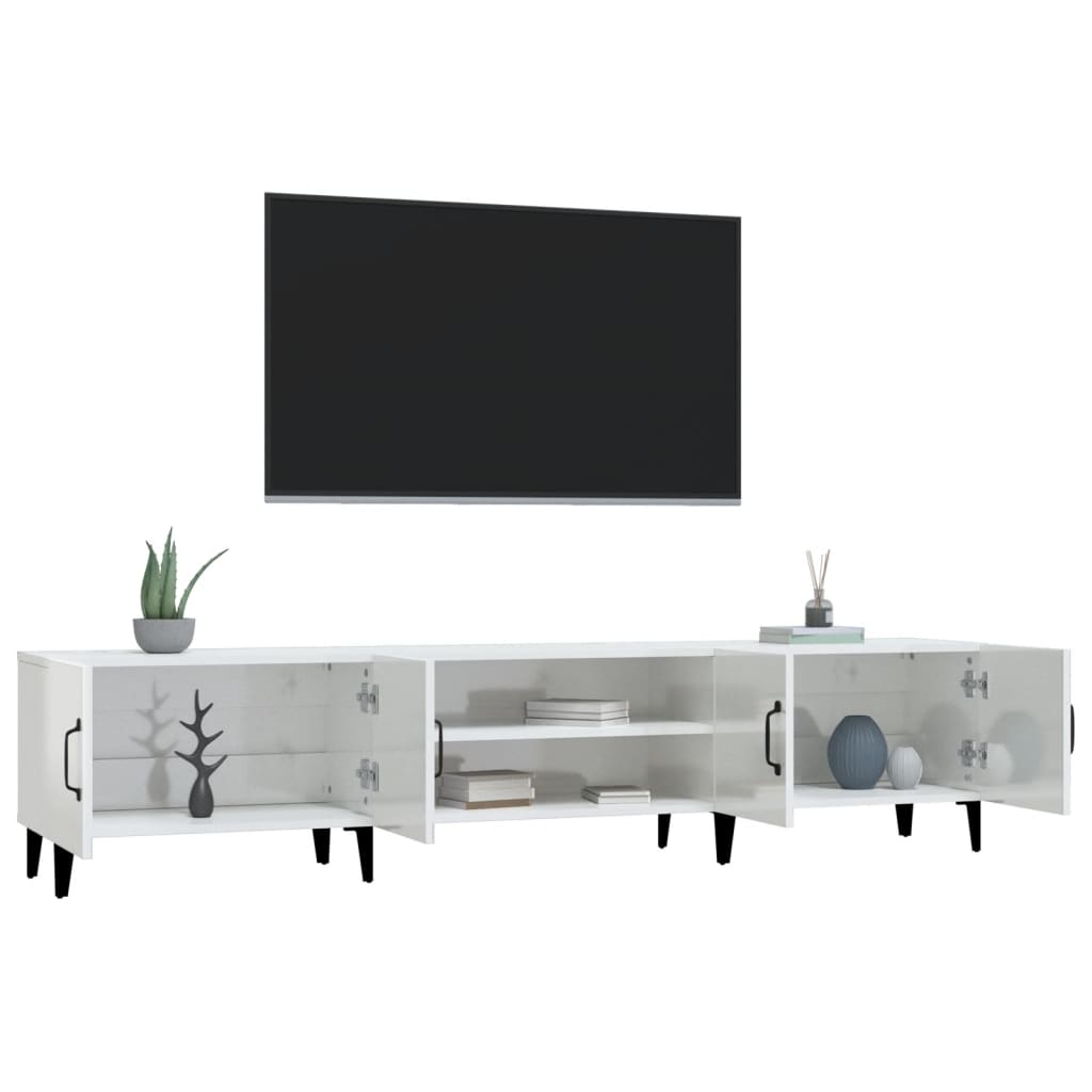 vidaXL Meuble TV blanc brillant 180x31,5x40 cm bois d'ingénierie