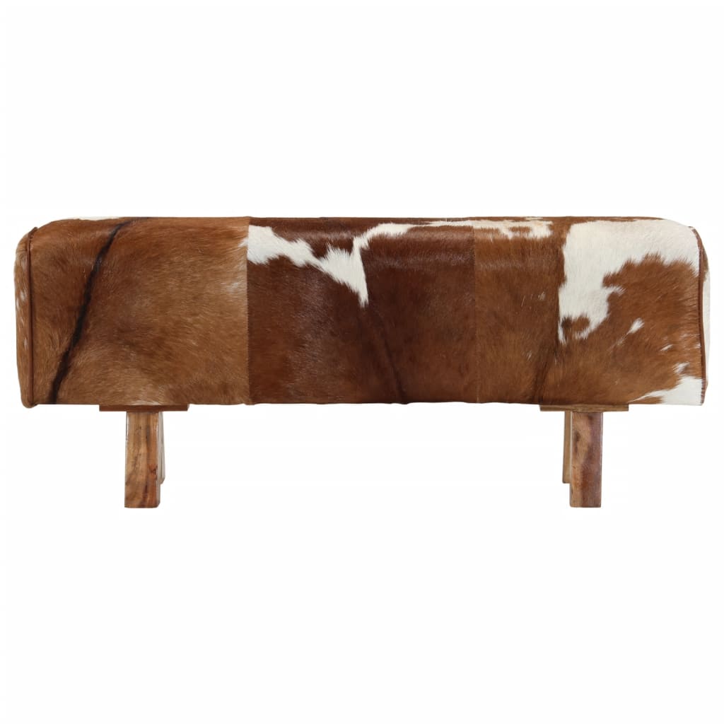 vidaXL Banc marron et blanc 110x30x45 cm cuir de chèvre véritable