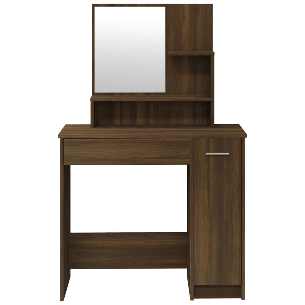 vidaXL Coiffeuse avec miroir Chêne marron 86,5x35x136 cm