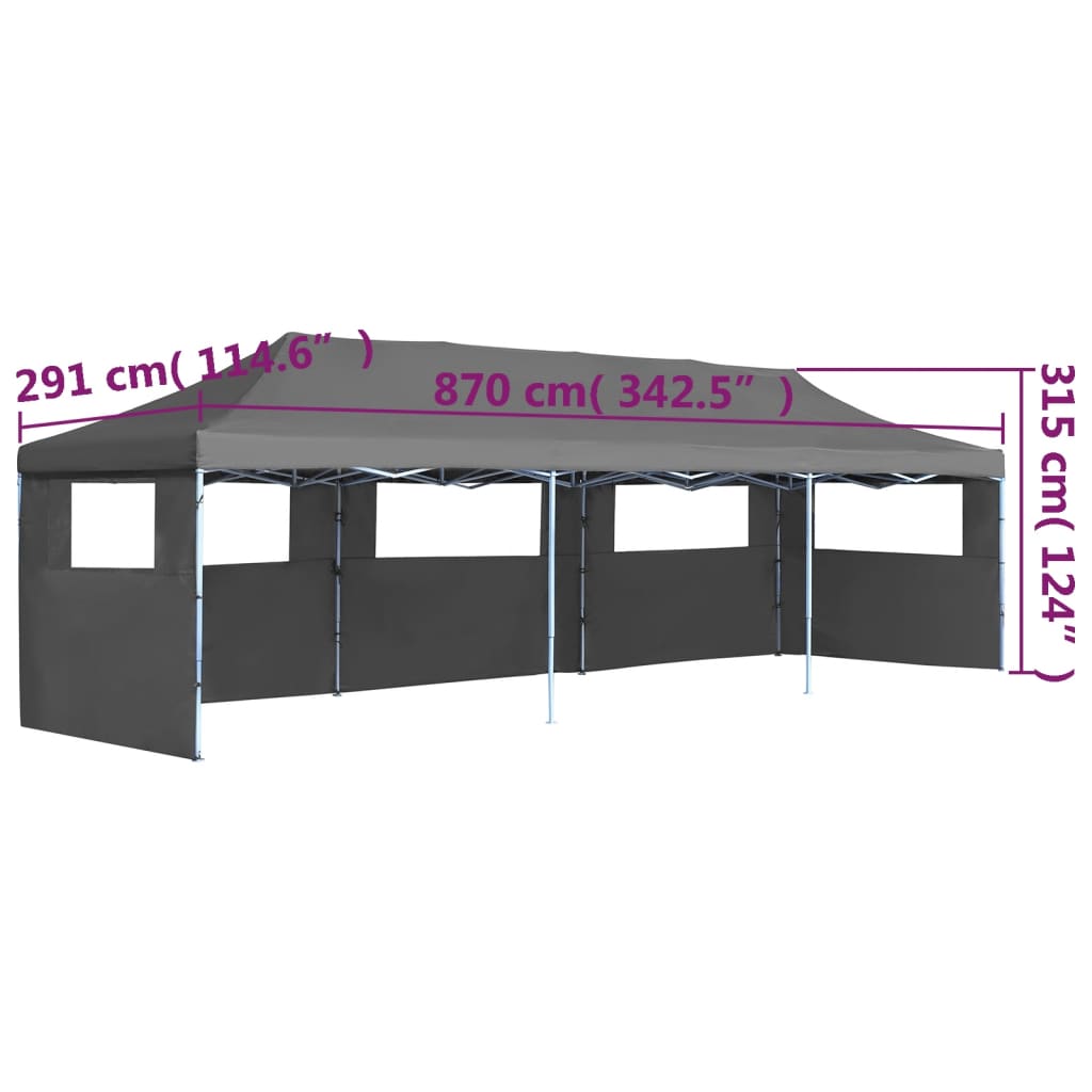 vidaXL Tente de réception pliable avec 5 parois 3 x 9 m Anthracite