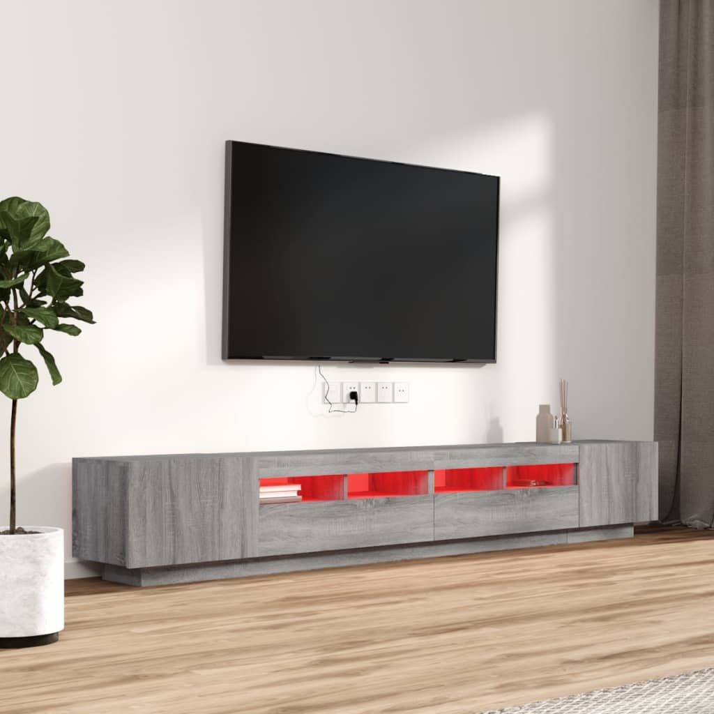vidaXL Ensemble de meubles TV avec lumières LED 3 pcs Sonoma gris