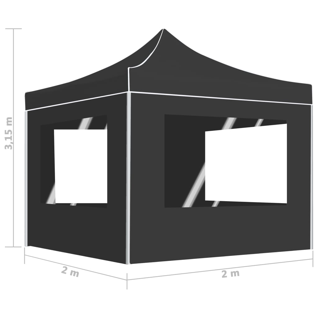 vidaXL Tente de réception pliable et parois Aluminium 2x2 m Anthracite