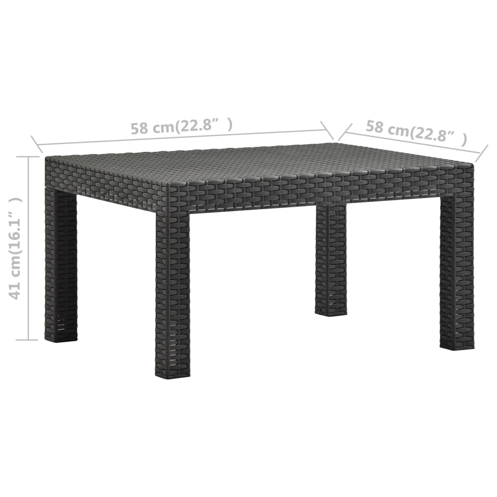 vidaXL Table de jardin Anthracite 58x58x41 cm PP Rotin