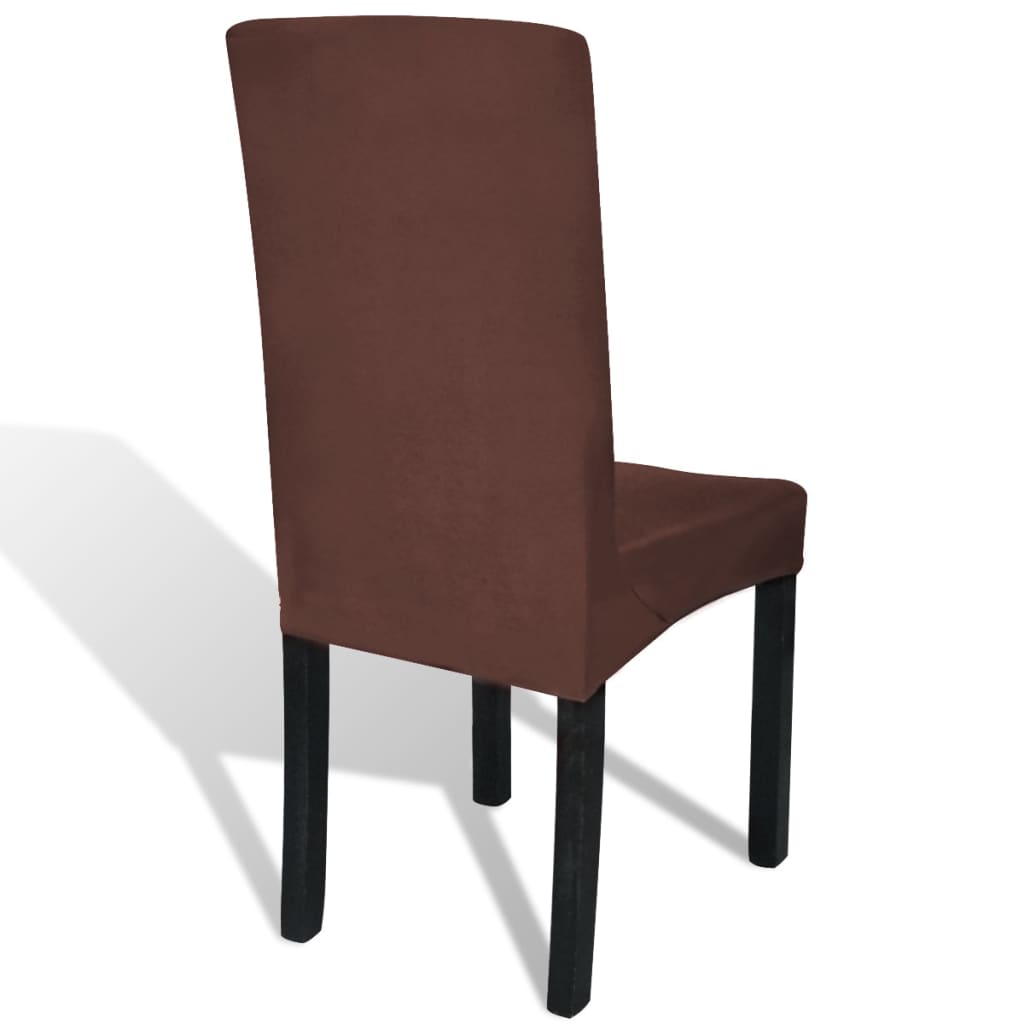vidaXL Housse de chaise droite extensible 6 pcs marron