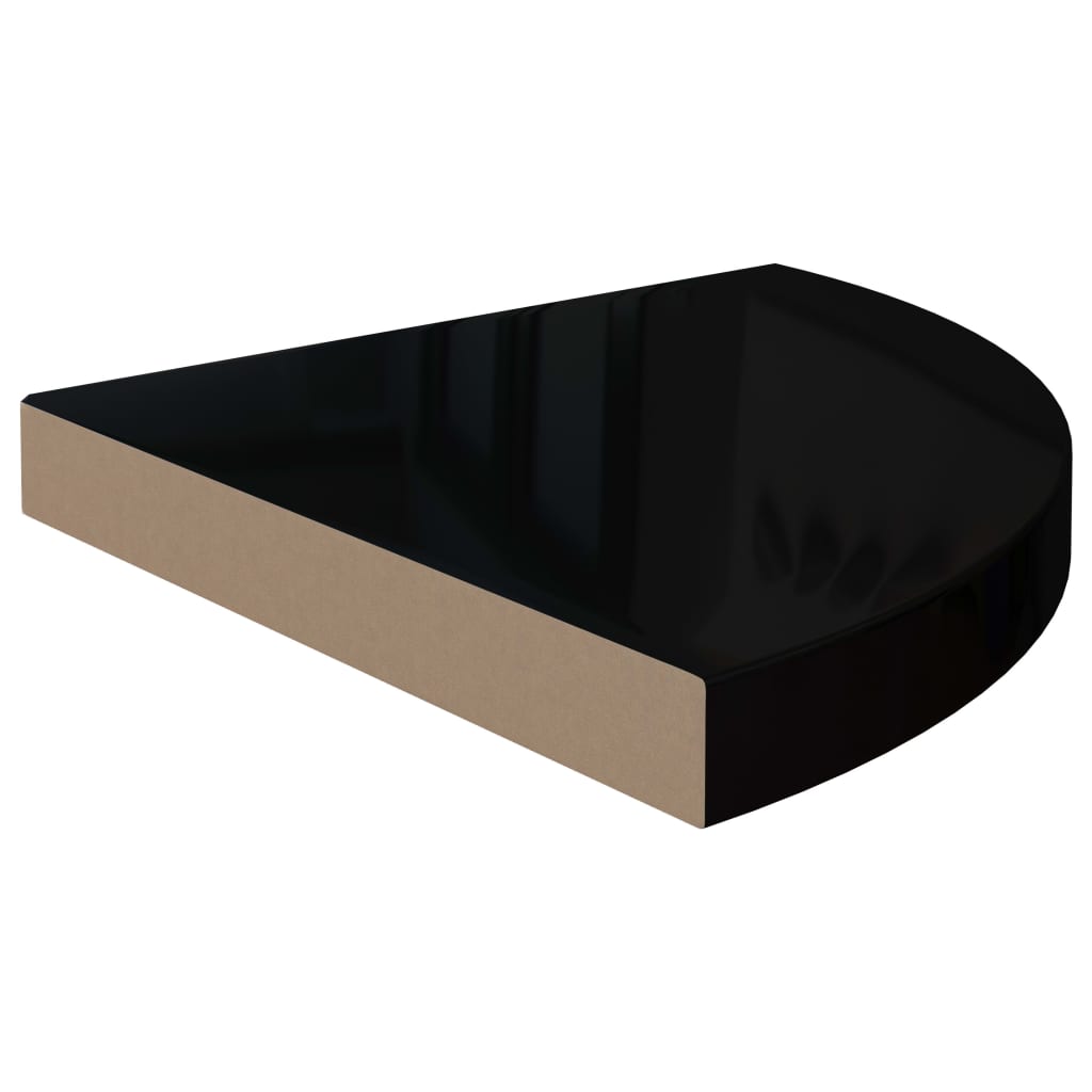 vidaXL Étagère d'angle flottante noir brillant 35x35x3,8 cm MDF