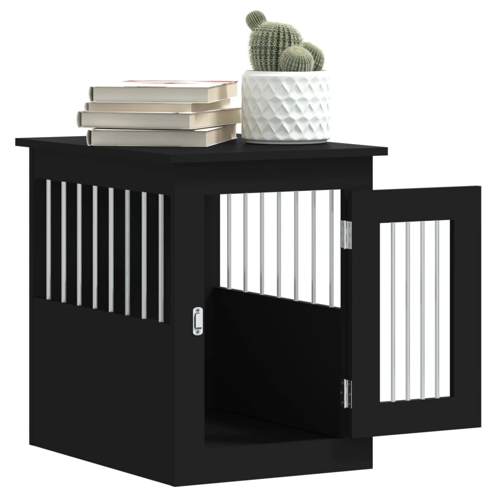 vidaXL Meuble de cage pour chiens noir 45x62x59 cm bois d'ingénierie