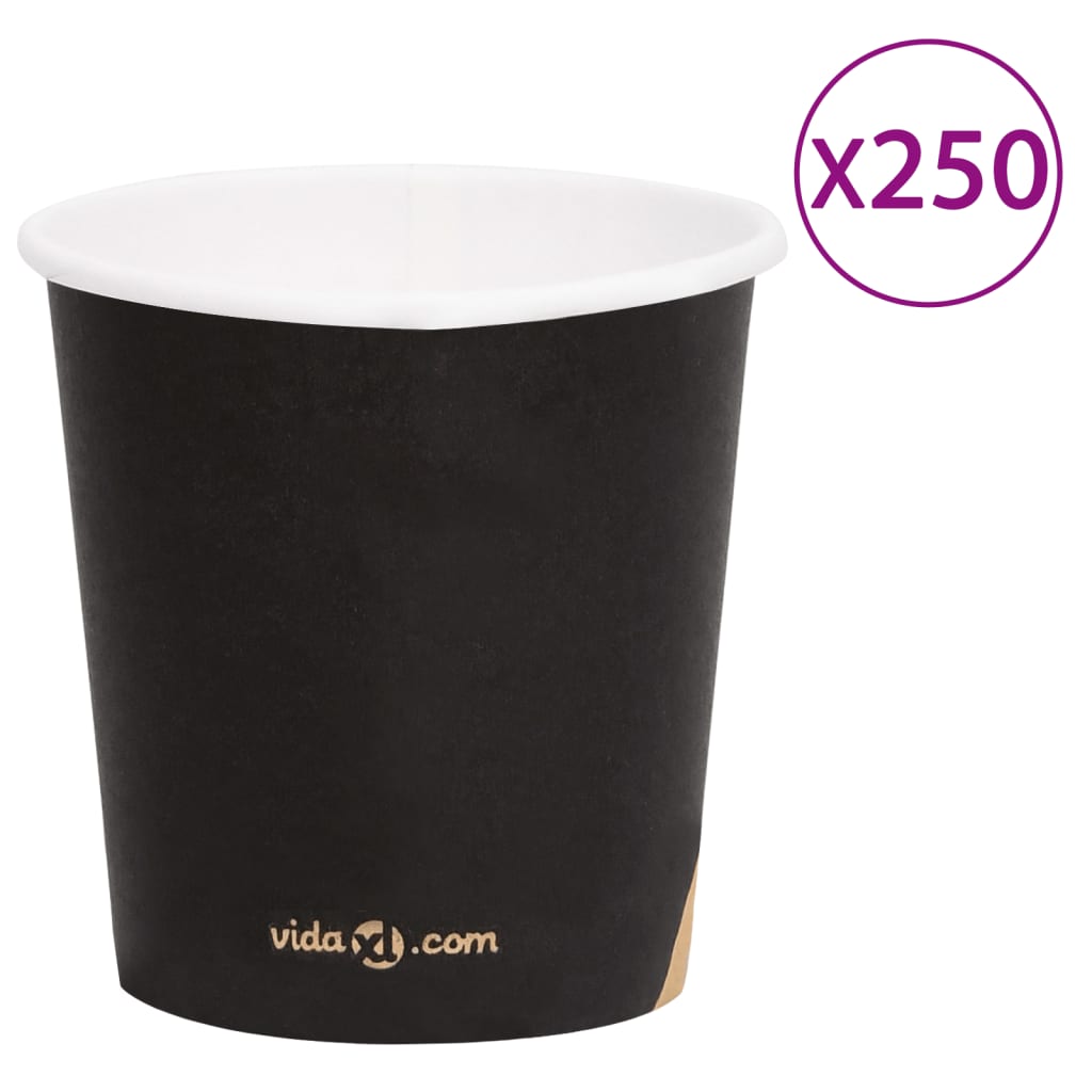 vidaXL Tasses à café en papier 120 ml 250 pcs Noir