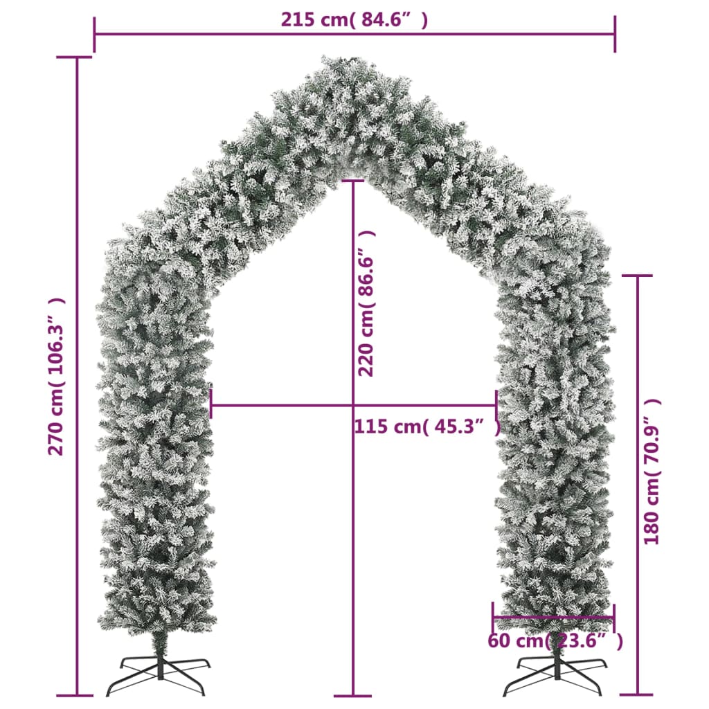 vidaXL Arche de sapin de Noël à flocons de neige 270 cm