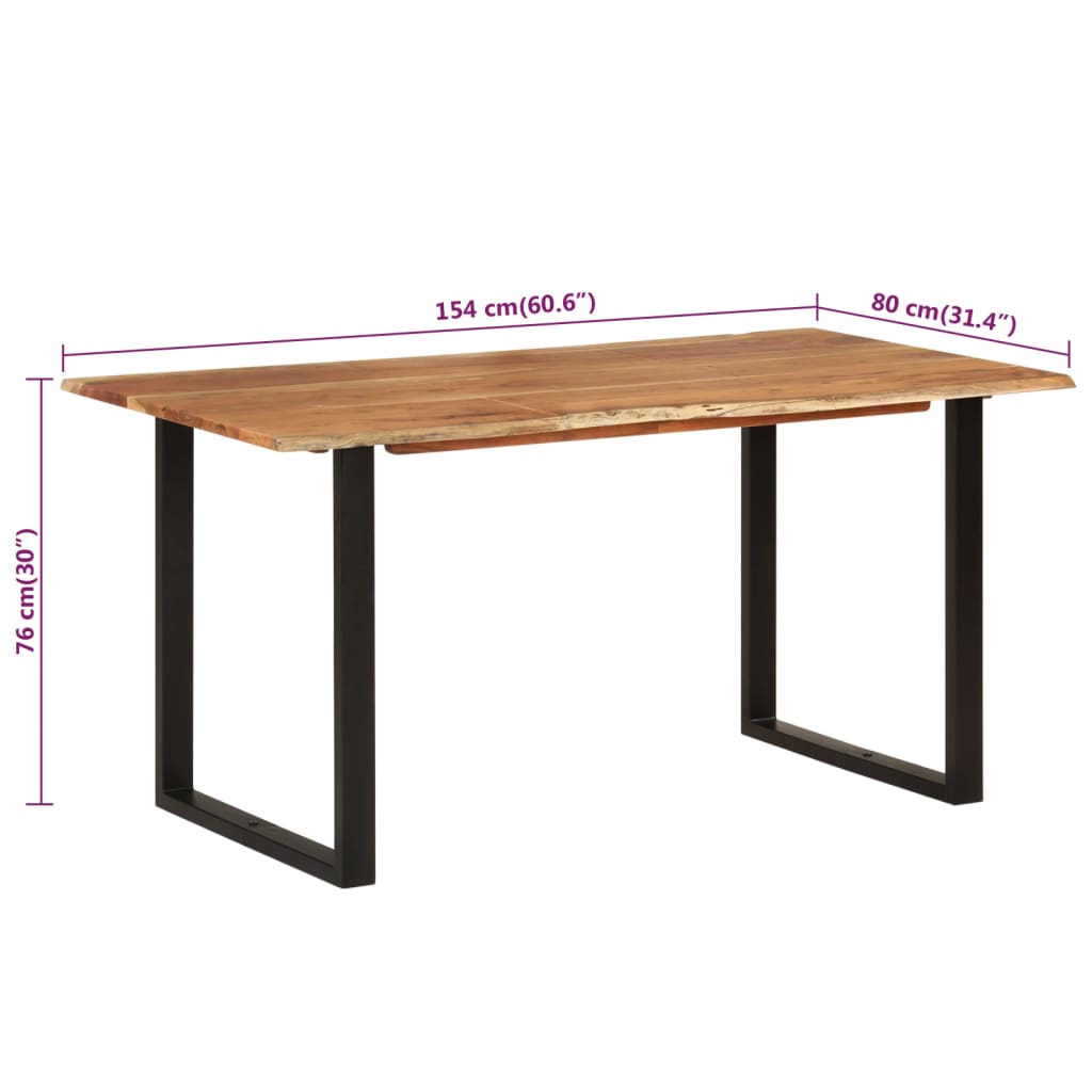 vidaXL Table de salle à manger 154x80x76 cm Bois d'acacia solide