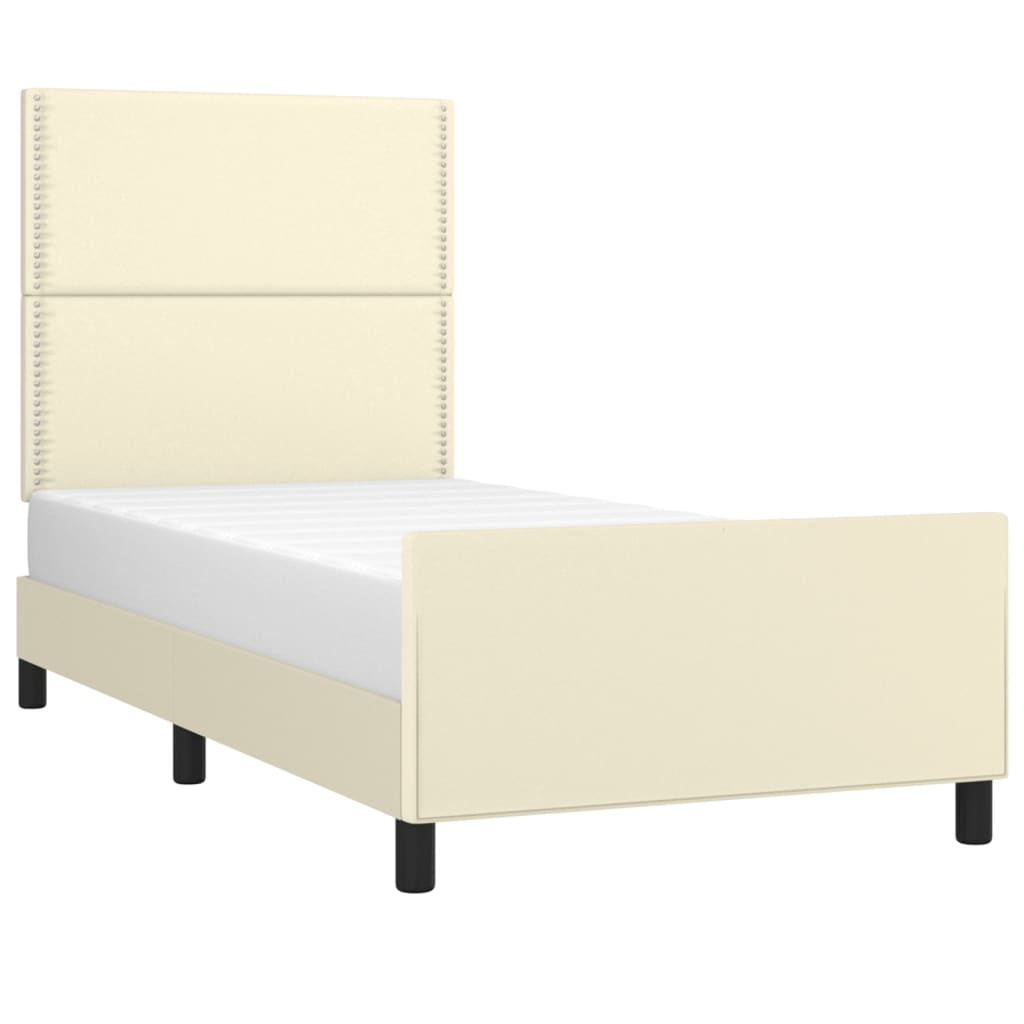 vidaXL Cadre de lit avec tête de lit Crème 90x190 cm Similicuir