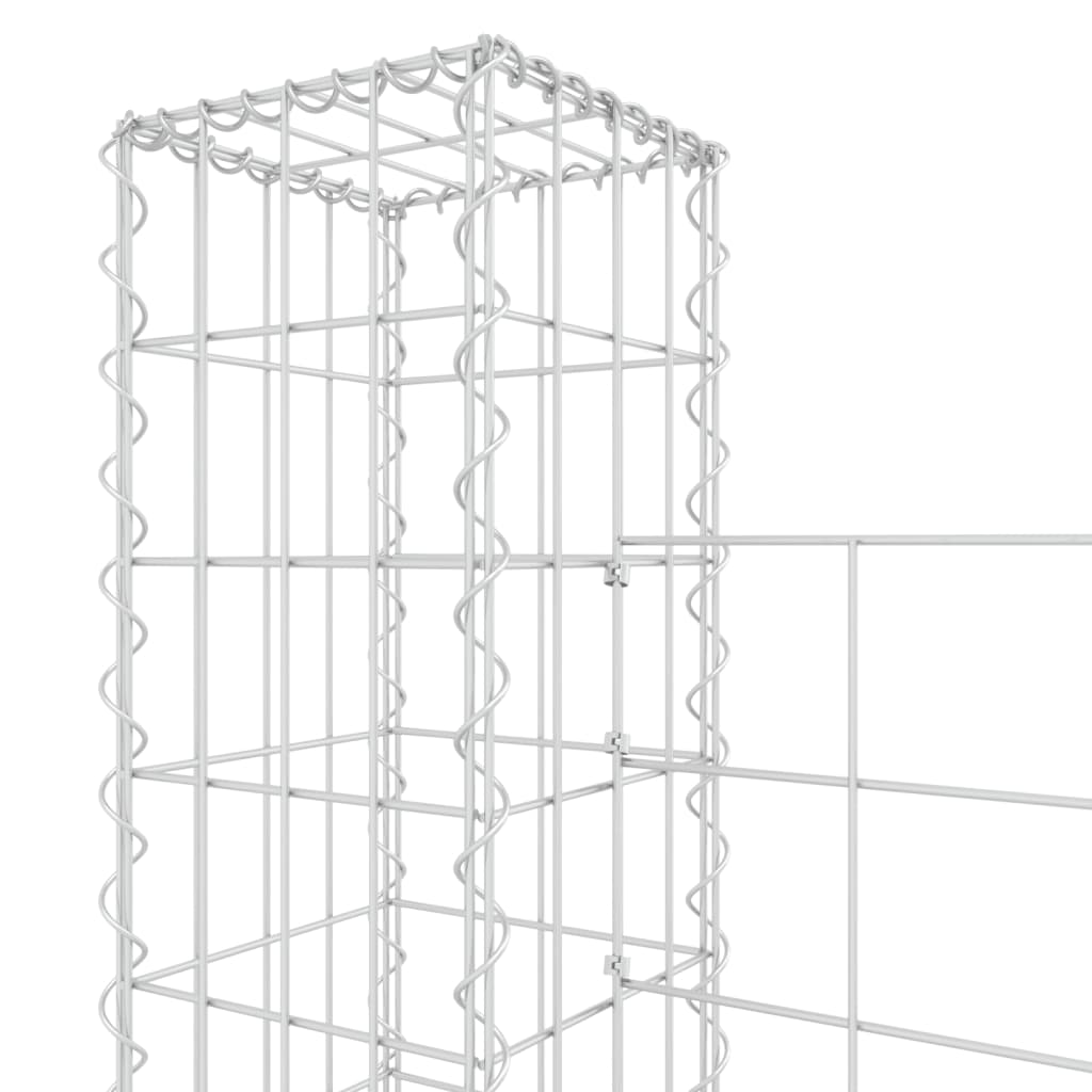 vidaXL Panier de gabion en forme de U avec 6 poteaux Fer 620x20x150 cm