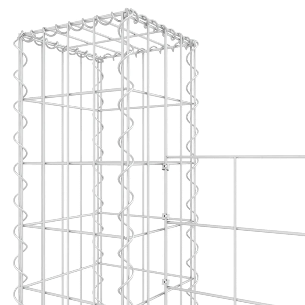 vidaXL Panier de gabion en forme de U avec 6 poteaux Fer 620x20x200 cm