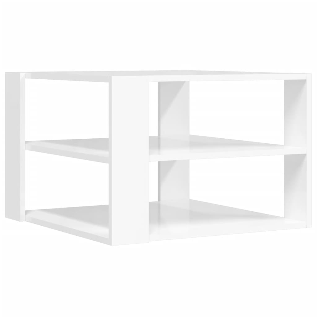 vidaXL Table basse blanc brillant 59,5x59,5x40 cm bois d'ingénierie