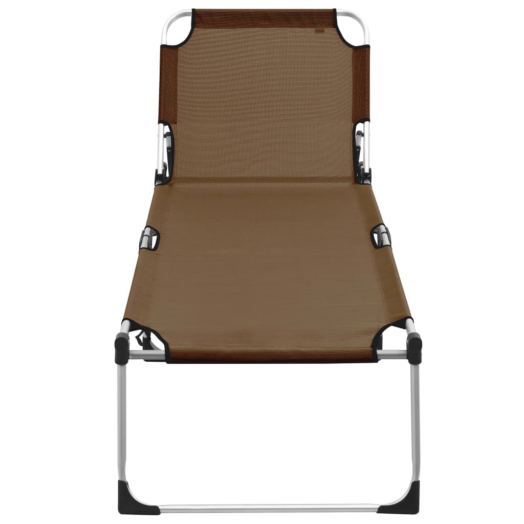 vidaXL Chaise longue pliable extra haute pour seniors Marron Aluminium