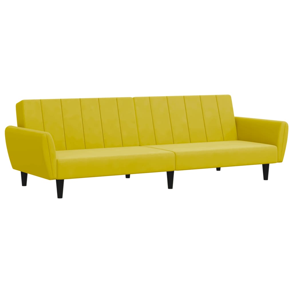 vidaXL Canapé-lit à 2 places avec repose-pied jaune velours