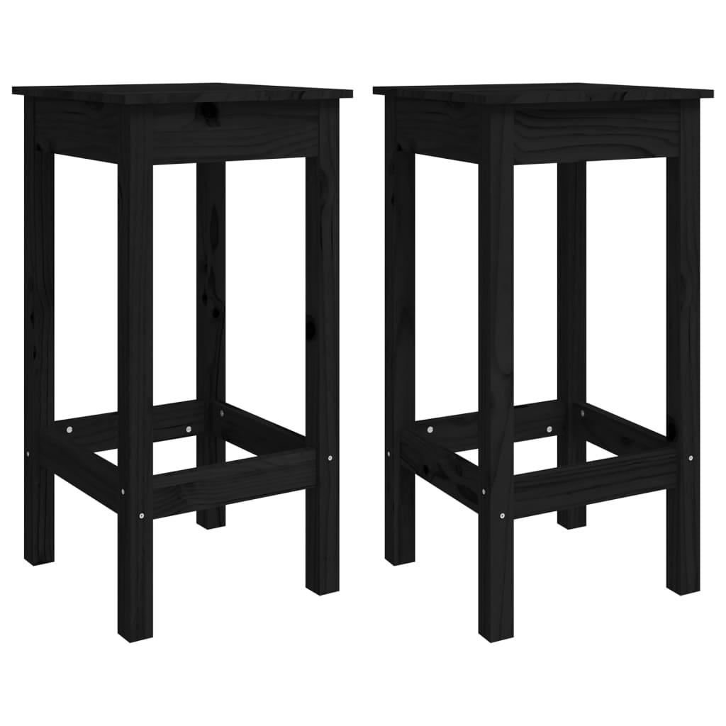 vidaXL Chaises de bar lot de 2 noir 40x40x78 cm bois de pin solide