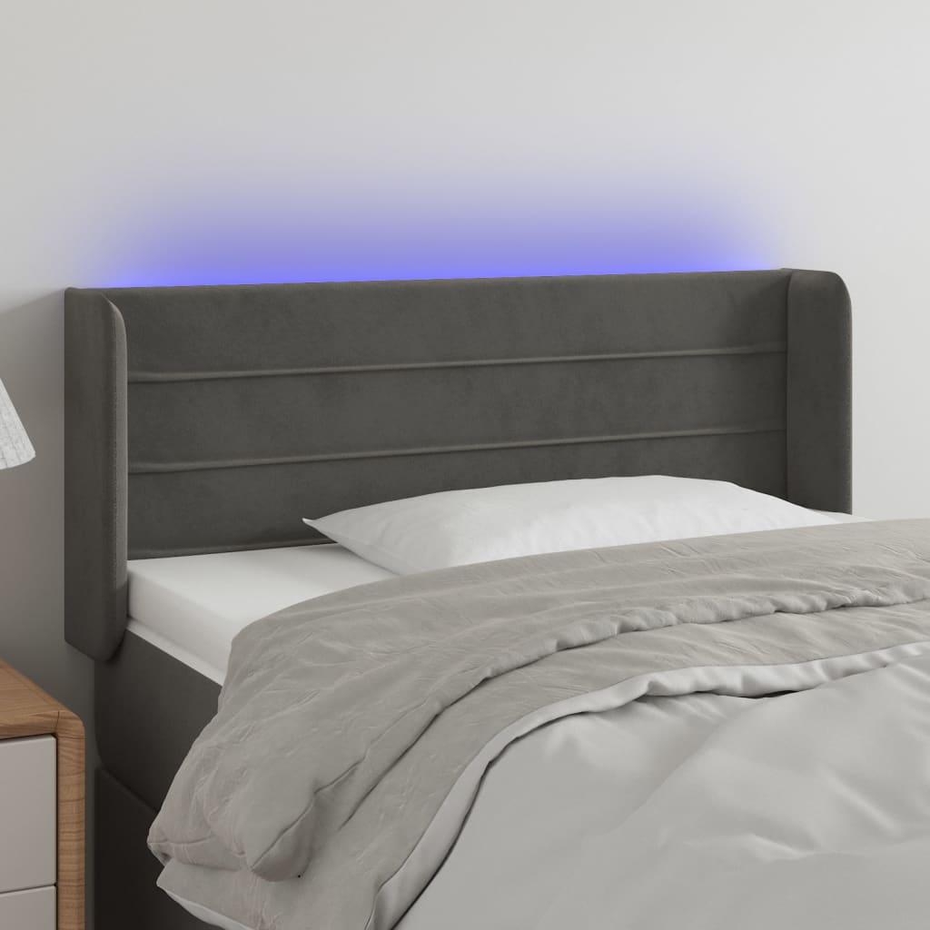 vidaXL Tête de lit à LED Gris foncé 83x16x78/88 cm Velours