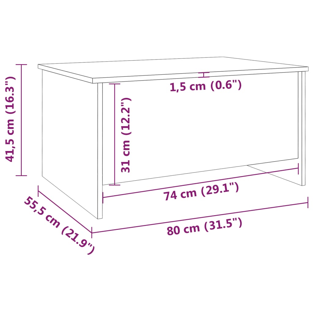 vidaXL Table basse Gris béton 80x55,5x41,5 cm Bois d'ingénierie