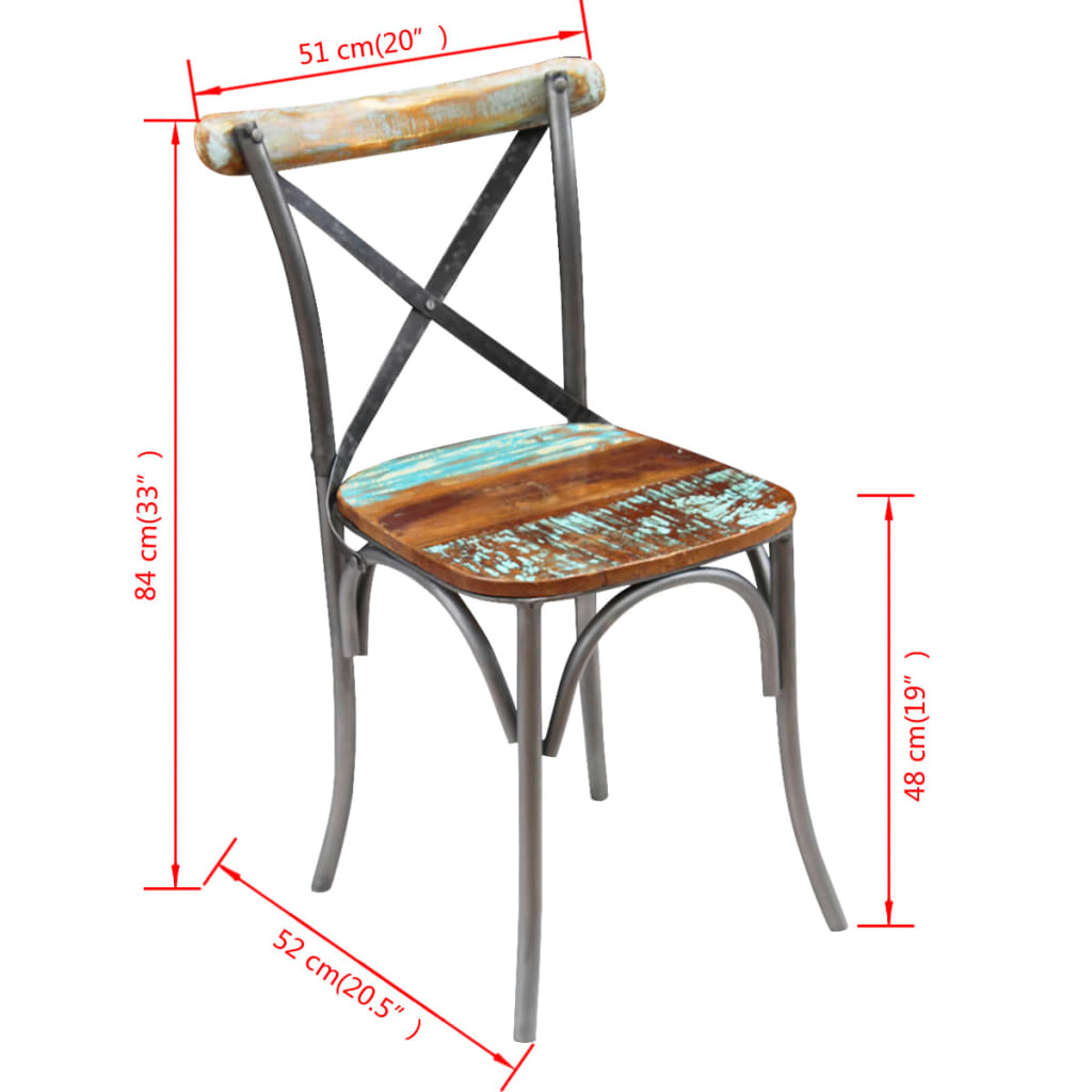 vidaXL Chaises à manger lot de 2 bois de récupération solide