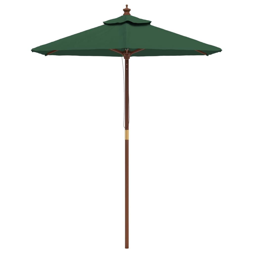 vidaXL Parasol de jardin avec mât en bois vert 196x231 cm
