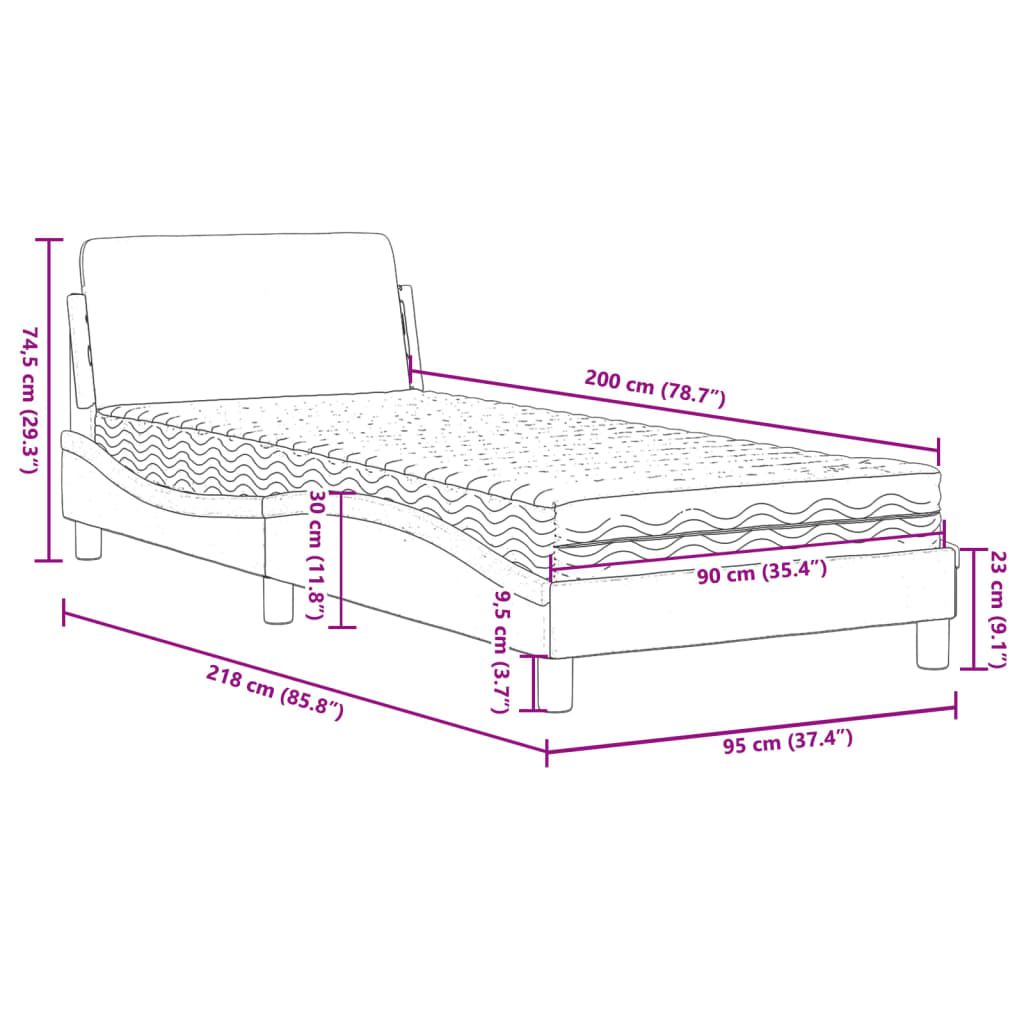 vidaXL Lit avec matelas vert foncé 90x200 cm velours