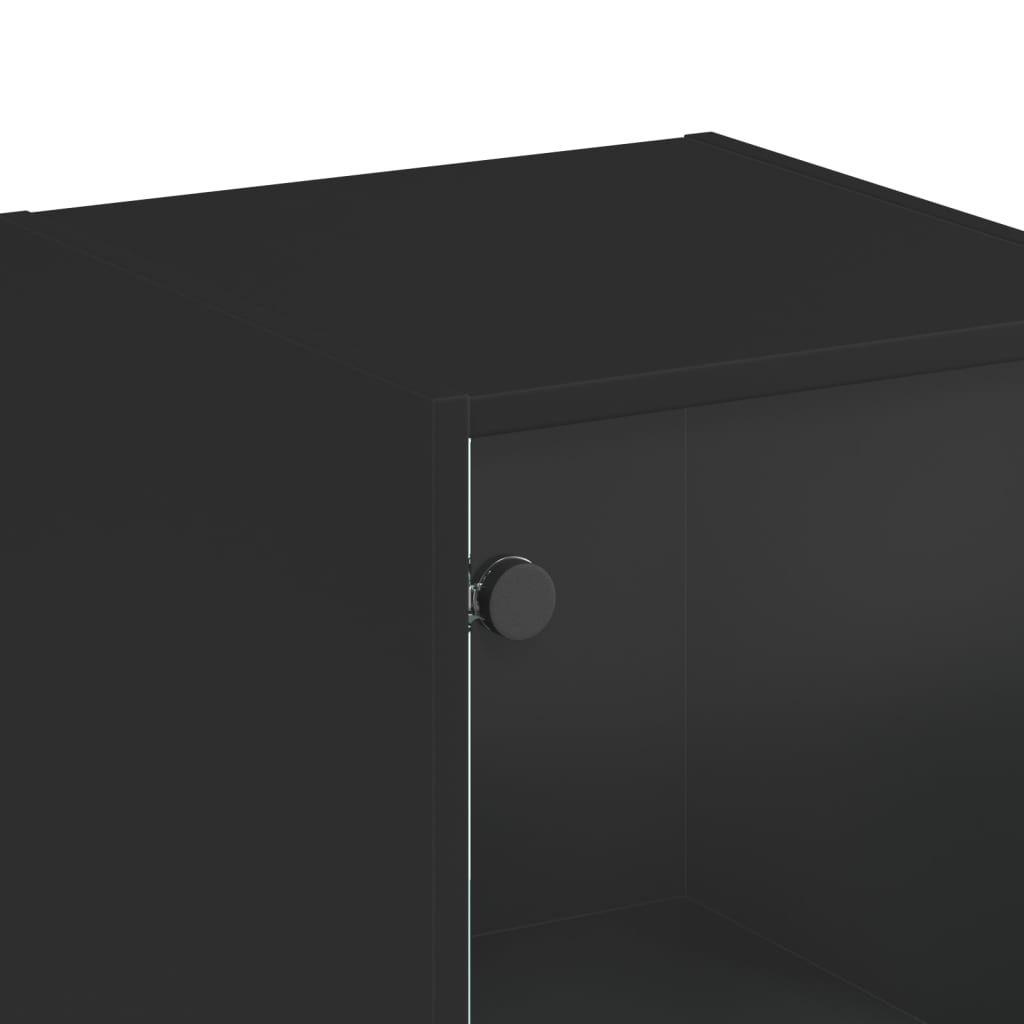 vidaXL Buffet avec portes en verre noir 35x37x142 cm