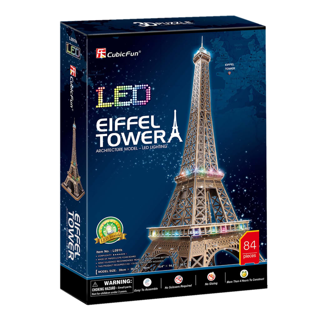 3D Puzzle Tour Eiffel avec DEL, 84 pièces, Cubi…