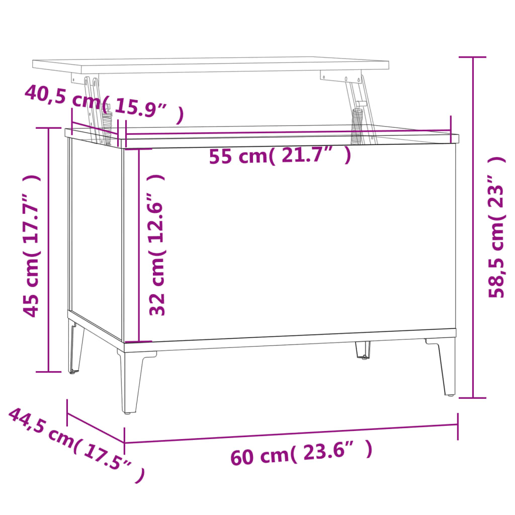 vidaXL Table basse Chêne marron 60x44,5x45 cm Bois d'ingénierie