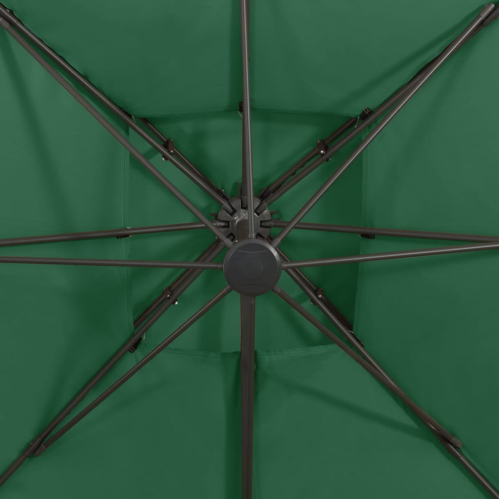 vidaXL Parasol déporté avec double toit 300x300 cm vert